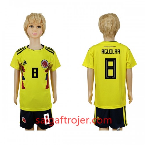 Colombia Fodboldtrøjer Aguilar 8 Børn Hjemmebanesæt VM 2018 Colombia Fodboldtrøjer Aguilar 8 Børn Hjemmebanesæt VM 2018